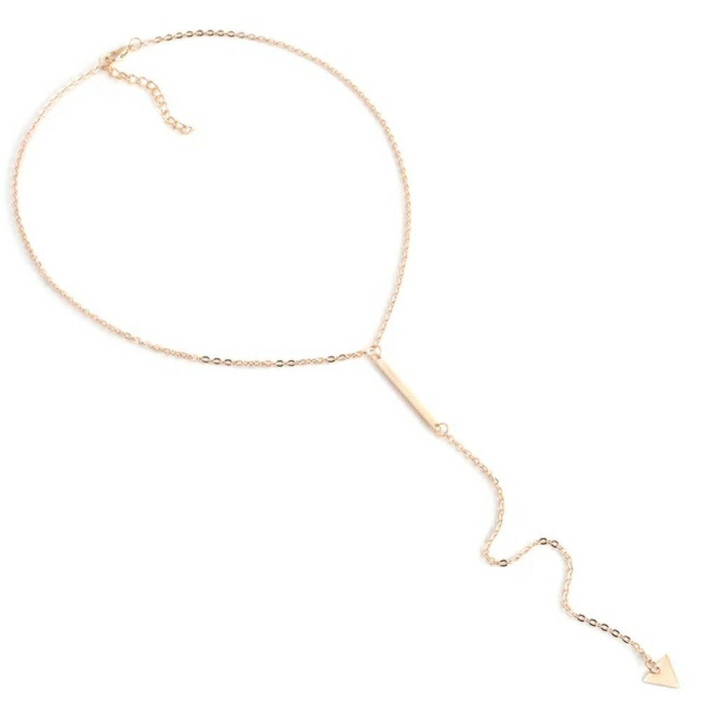 NEW GOLD BAR TRIANGLE NECKLACE - Picture 3 of 3